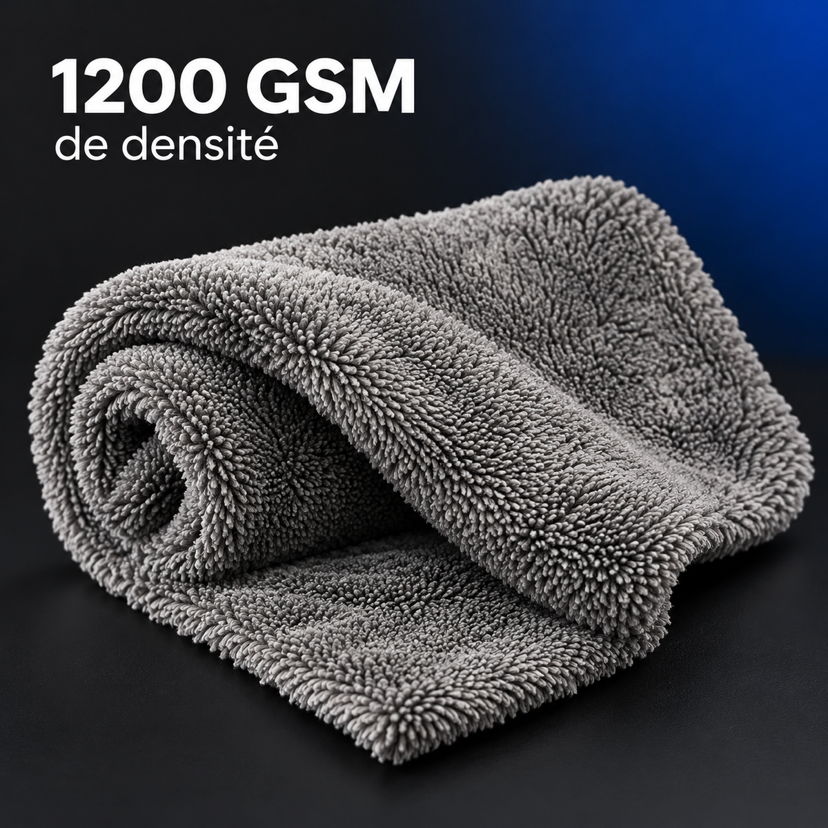 Serviette de séchage auto en microfibre double face – Ultra-absorbante, 1 200 g/m²